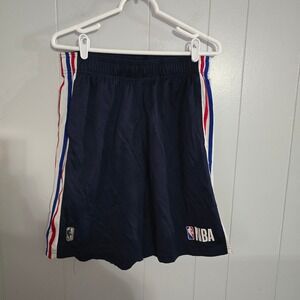 NBA Basketball Shorts‎ Mens Medium Navy Blue Red White Striped Athletic Mesh